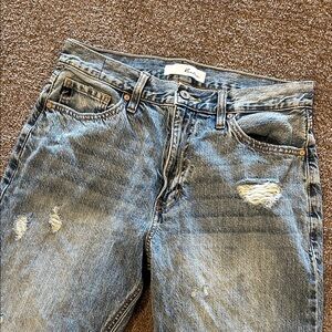 KanCan Women's Distressed Blue Straight Leg Jeans